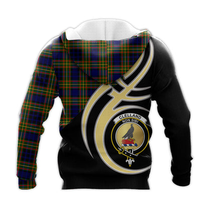 Printivon Clelland Modern Clan Believe In Me Crest Tartan Knitted Hoodie Custom Your Text