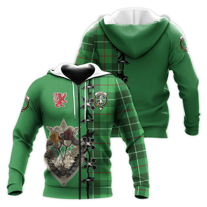 Printivon Clephan Tartan Hoodie Lion Rampant And Celtic Thistle Style