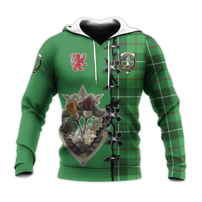 Printivon Clephan Tartan Hoodie Lion Rampant And Celtic Thistle Style