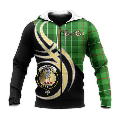 Printivon Clephan Clan Believe In Me Crest Tartan Knitted Hoodie Custom Your Text