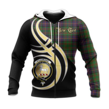 Printivon Cochrane Clan Believe In Me Crest Tartan Knitted Hoodie Custom Your Text