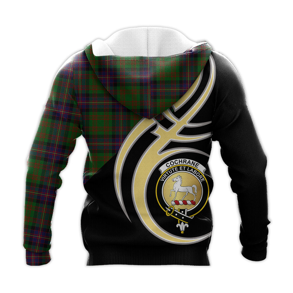 Printivon Cochrane Clan Believe In Me Crest Tartan Knitted Hoodie Custom Your Text