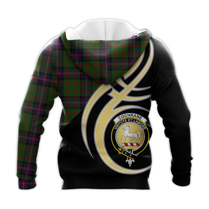 Printivon Cochrane Clan Believe In Me Crest Tartan Knitted Hoodie Custom Your Text