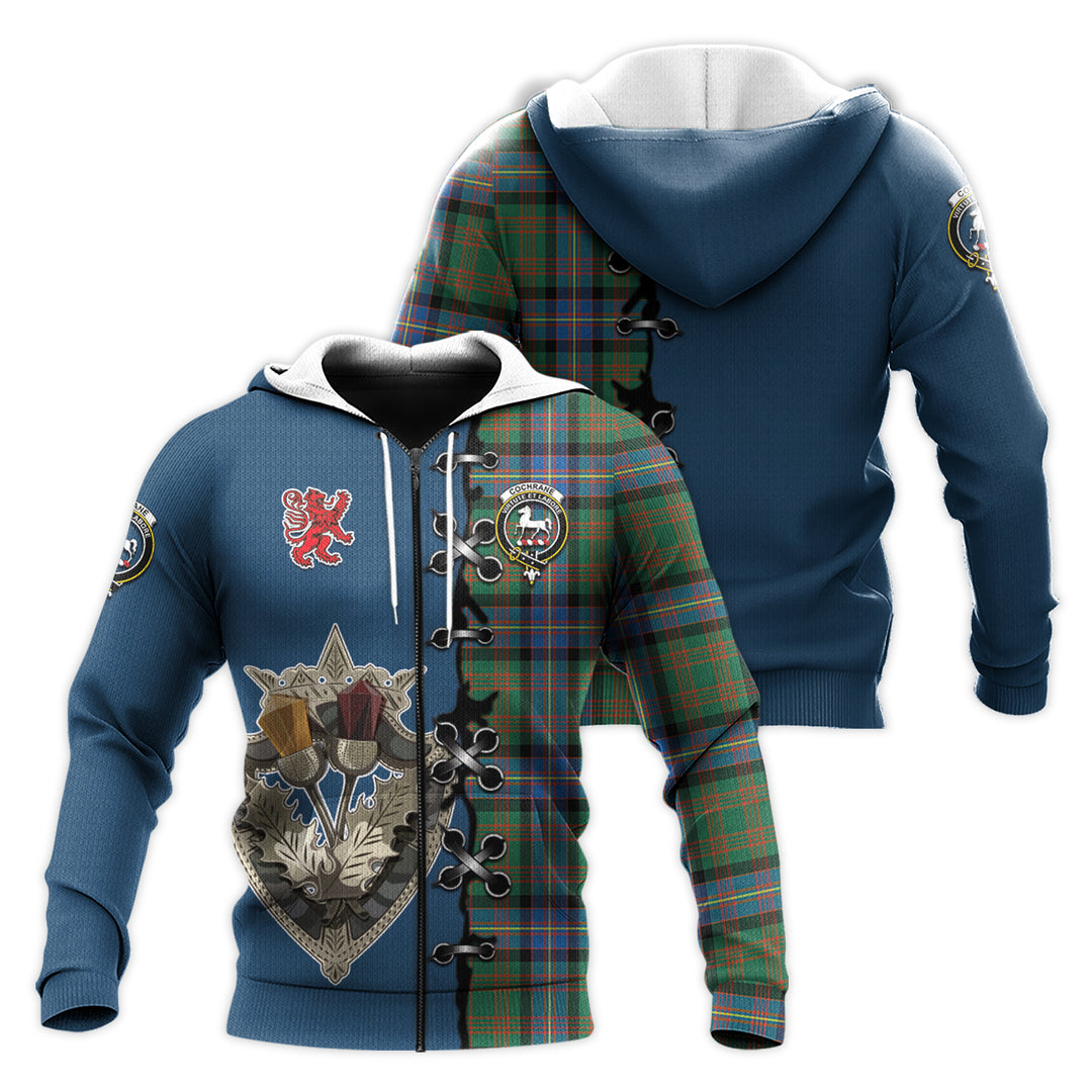 Printivon Cochrane Ancient Tartan Hoodie Lion Rampant And Celtic Thistle Style