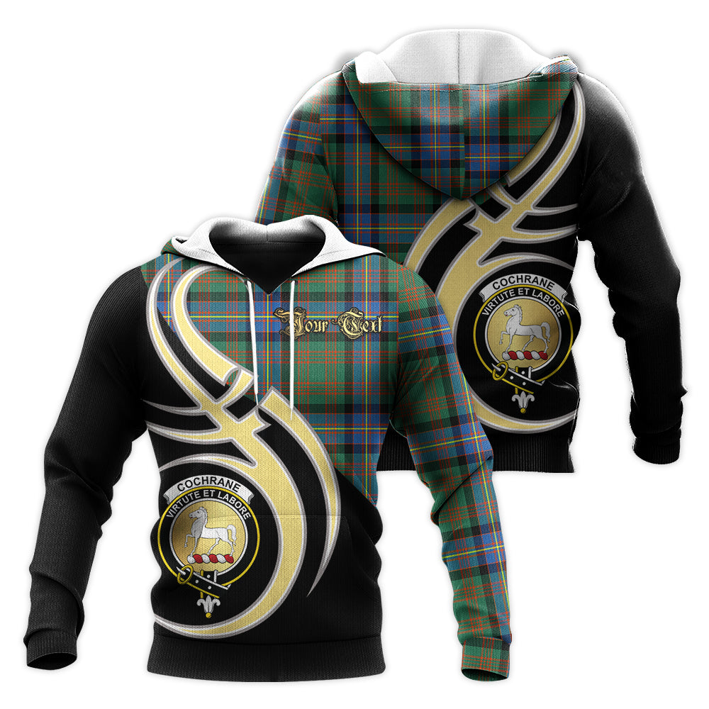 Printivon Cochrane Ancient Clan Believe In Me Crest Tartan Knitted Hoodie Custom Your Text