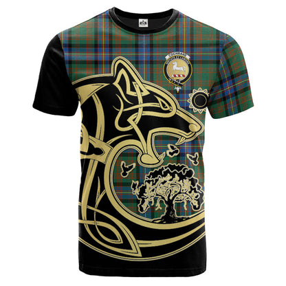 Printivon Cochrane Ancient Crest Celtic Wolf Tartan T Shirt Custom Your Text