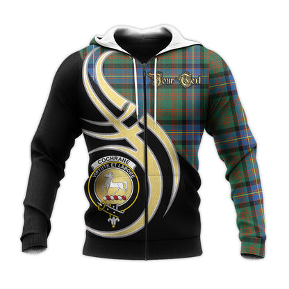 Printivon Cochrane Ancient Clan Believe In Me Crest Tartan Knitted Hoodie Custom Your Text