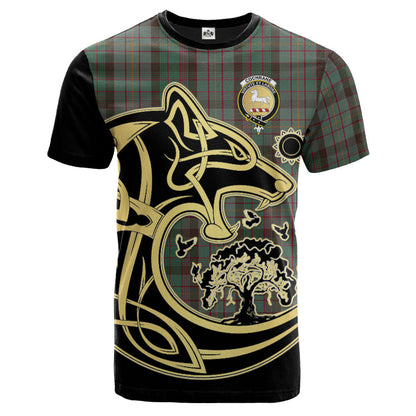 Printivon Cochrane Hunting Crest Celtic Wolf Tartan T Shirt Custom Your Text