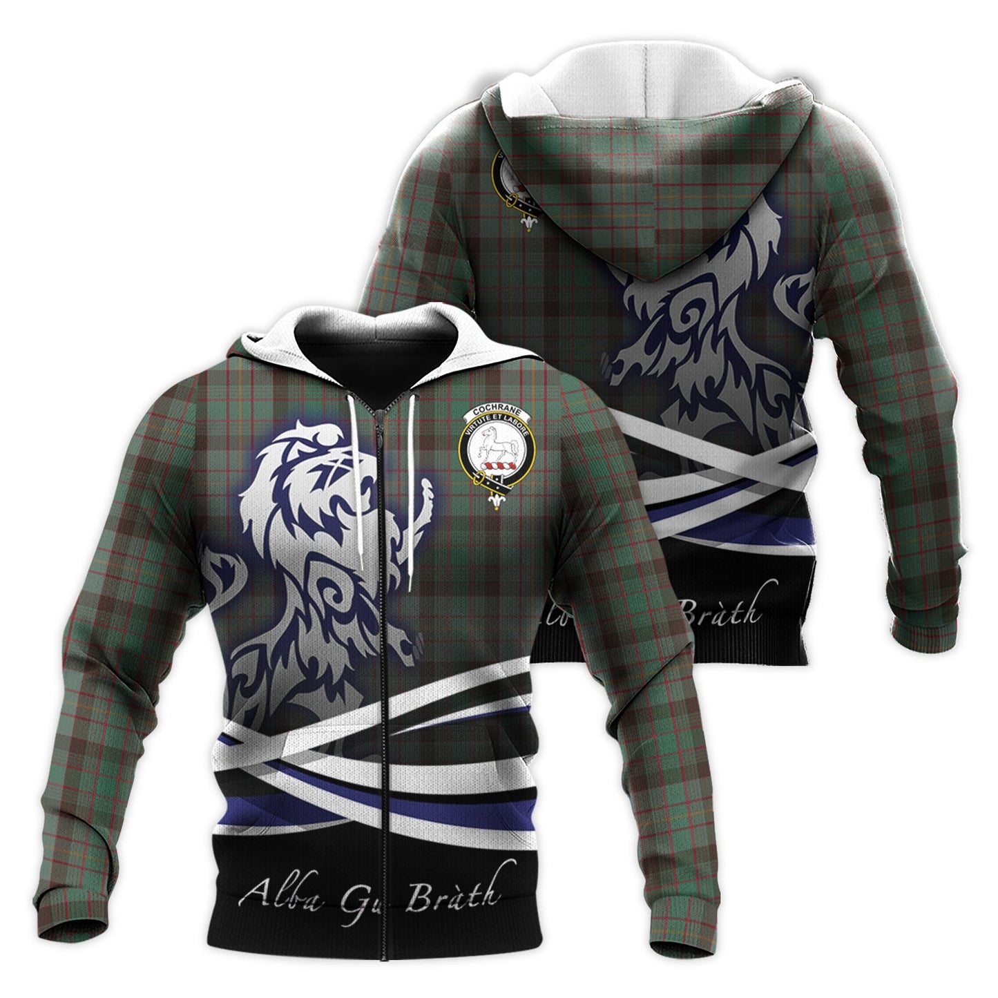 Printivon Cochrane Hunting Tartan Scottish Lion Hoodie