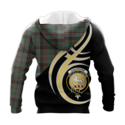 Printivon Cochrane Hunting Clan Believe In Me Crest Tartan Knitted Hoodie Custom Your Text