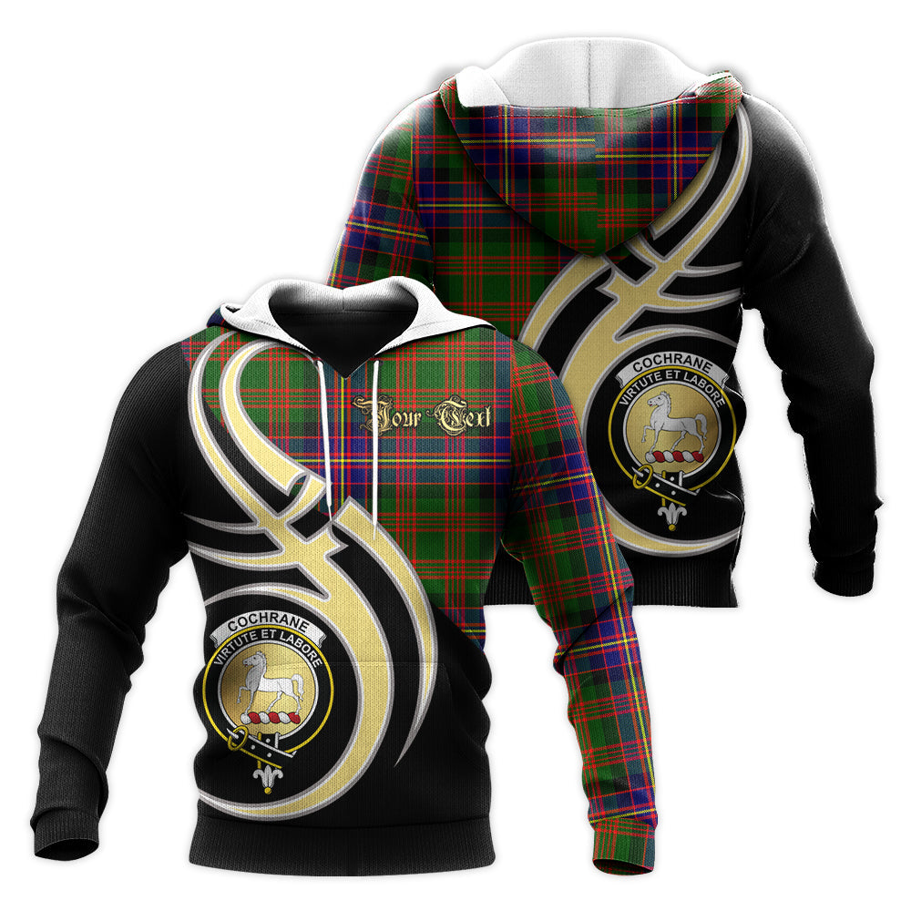 Printivon Cochrane Modern Clan Believe In Me Crest Tartan Knitted Hoodie Custom Your Text