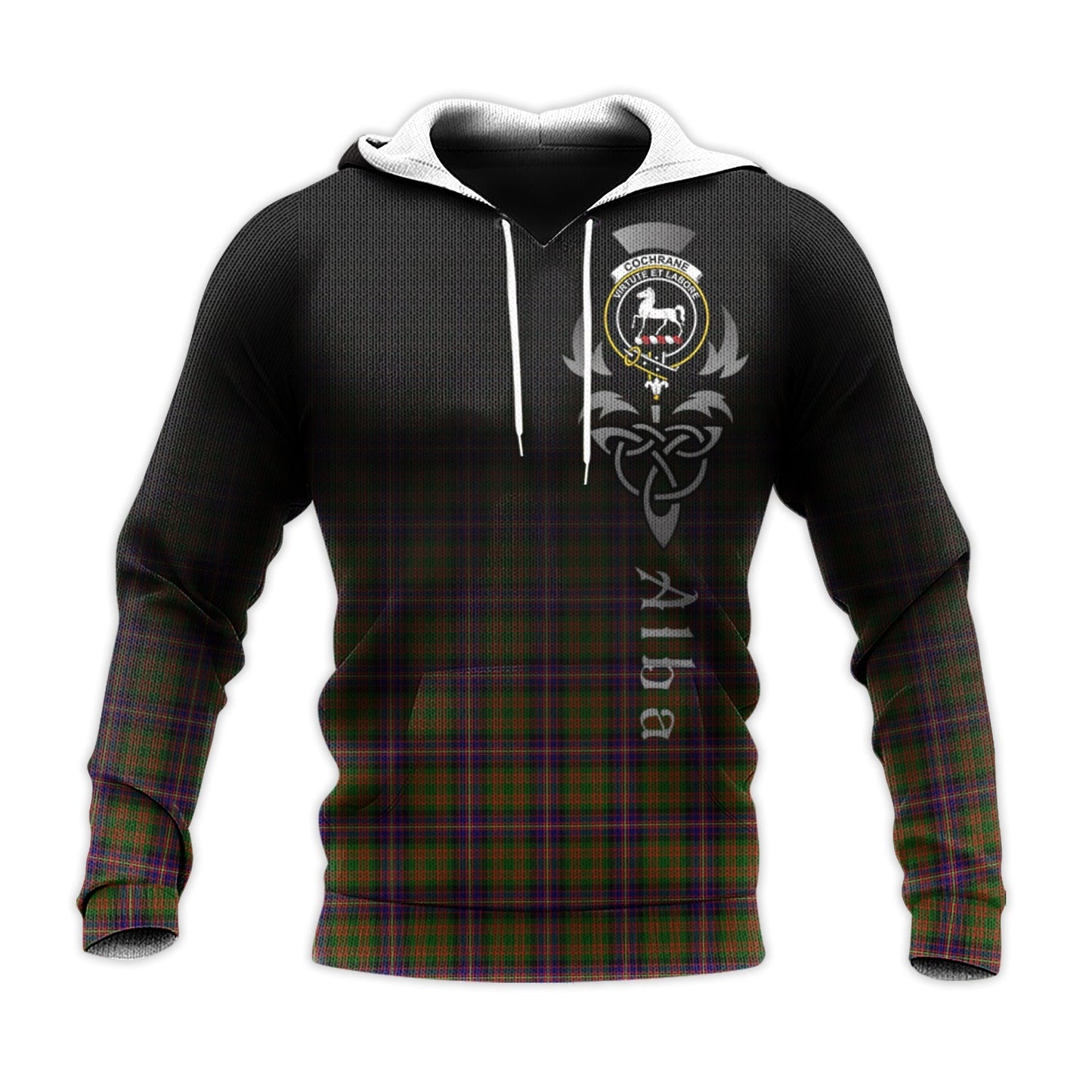 Printivon Cochrane Modern Tartan Crest Alba Celtic Hoodie