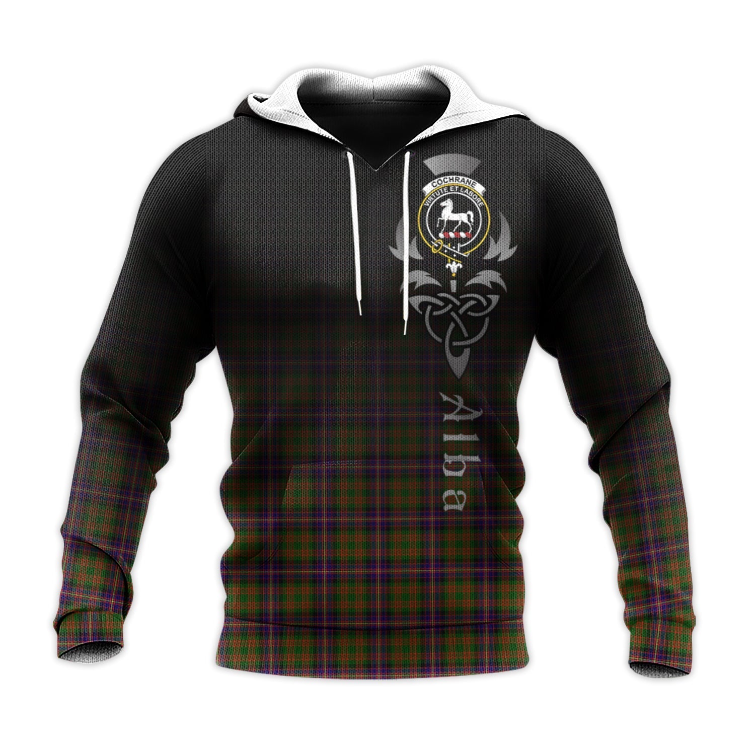 Printivon Cochrane Modern Tartan Crest Alba Celtic Hoodie