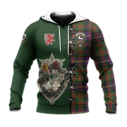 Printivon Cochrane Modern Tartan Hoodie Lion Rampant And Celtic Thistle Style