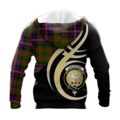 Printivon Cochrane Modern Clan Believe In Me Crest Tartan Knitted Hoodie Custom Your Text