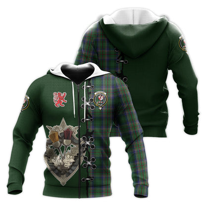 Printivon Cockburn Tartan Hoodie Lion Rampant And Celtic Thistle Style