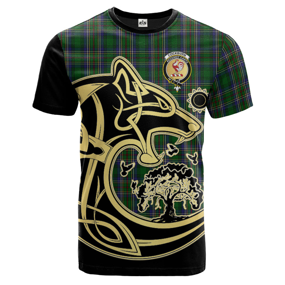 Printivon Cockburn Crest Celtic Wolf Tartan T Shirt Custom Your Text