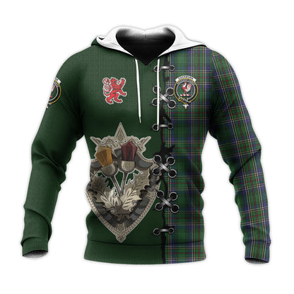 Printivon Cockburn Tartan Hoodie Lion Rampant And Celtic Thistle Style
