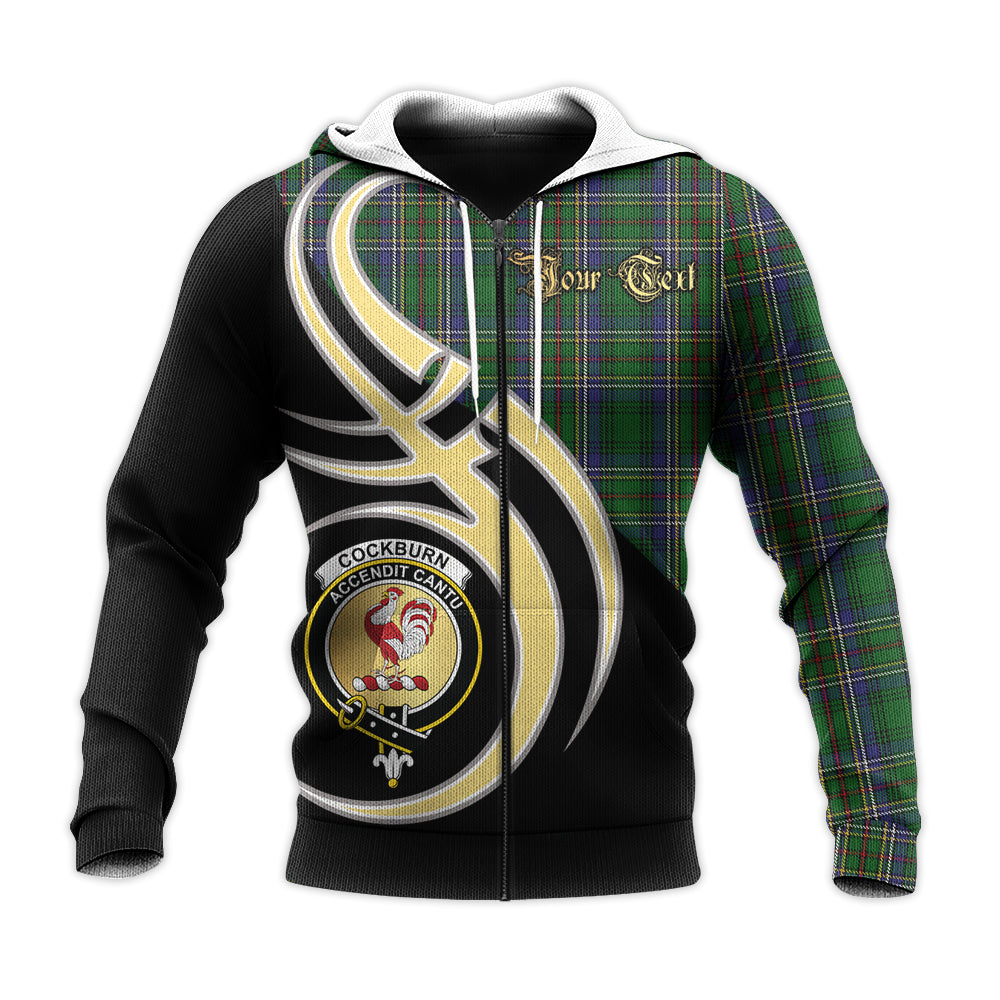 Printivon Cockburn Clan Believe In Me Crest Tartan Knitted Hoodie Custom Your Text