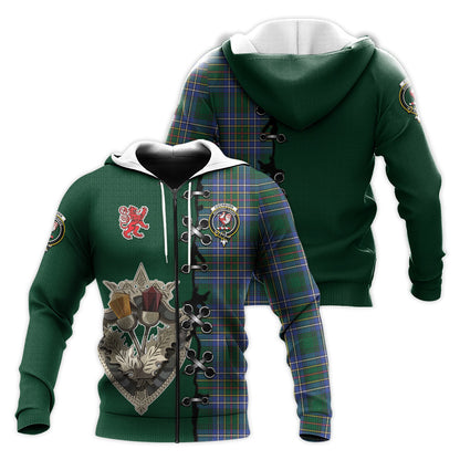 Printivon Cockburn Ancient Tartan Hoodie Lion Rampant And Celtic Thistle Style