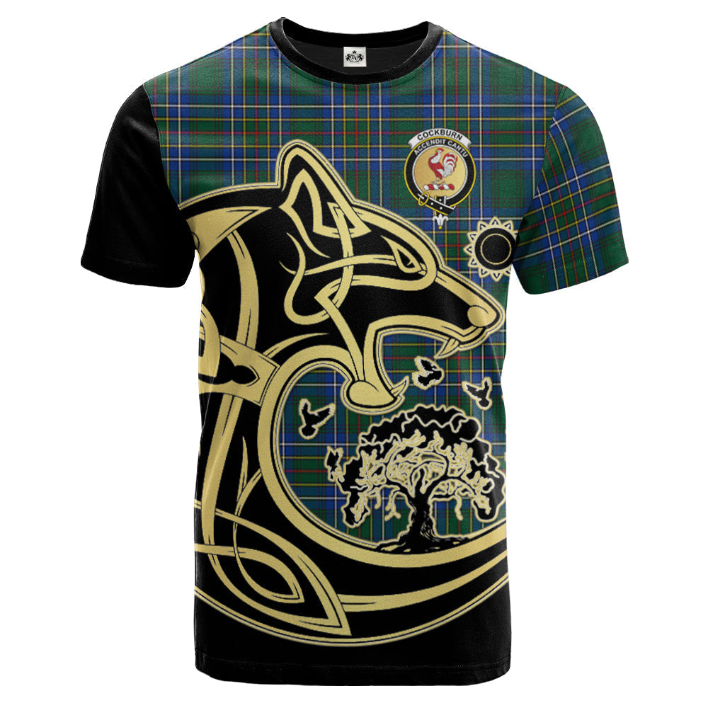 Printivon Cockburn Ancient Crest Celtic Wolf Tartan T Shirt Custom Your Text