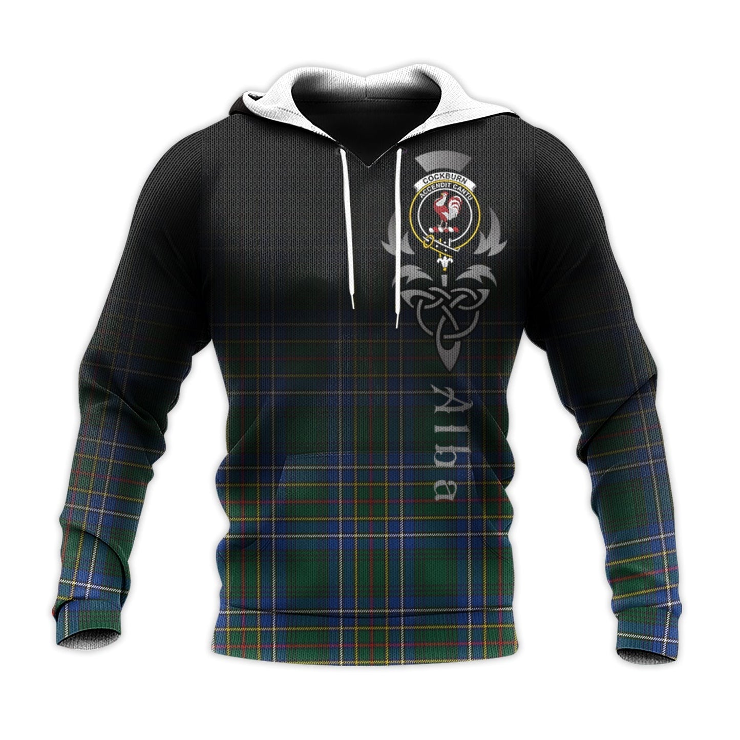Printivon Cockburn Ancient Tartan Crest Alba Celtic Hoodie