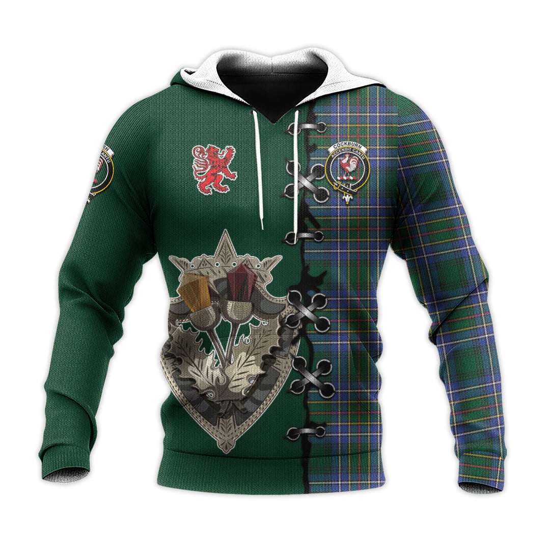 Printivon Cockburn Ancient Tartan Hoodie Lion Rampant And Celtic Thistle Style