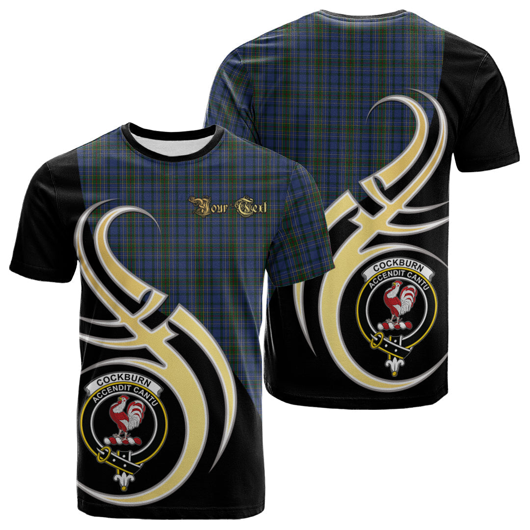 Printivon Cockburn Blue Tartan Crest Believe In Me T Shirt