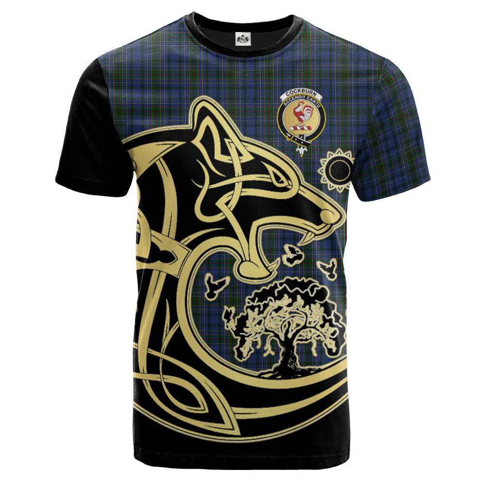 Printivon Cockburn Blue Crest Celtic Wolf Tartan T Shirt Custom Your Text