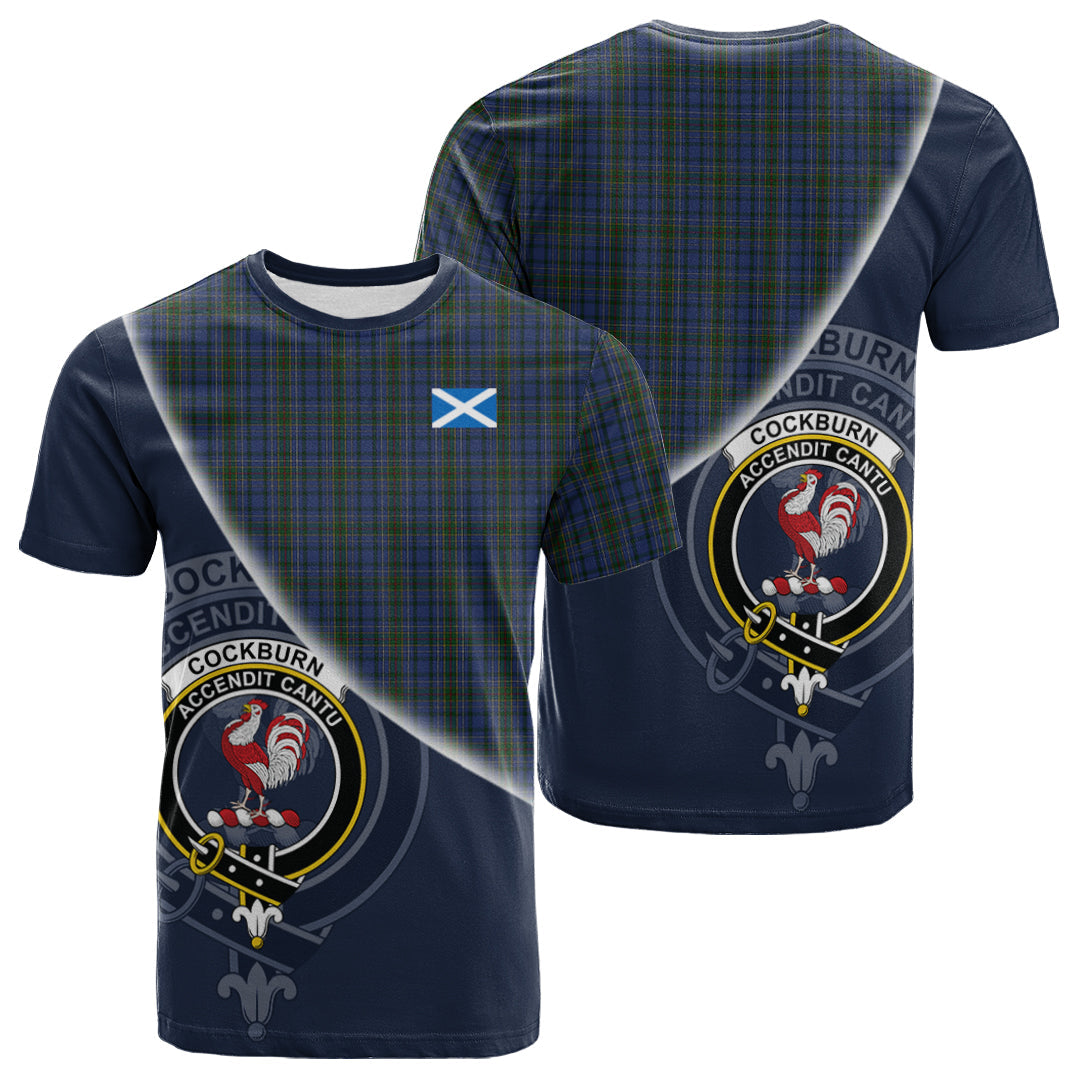 Printivon Cockburn Blue Tartan Scottish Crest T Shirt