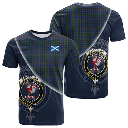 Printivon Cockburn Blue Tartan Scottish Crest T Shirt