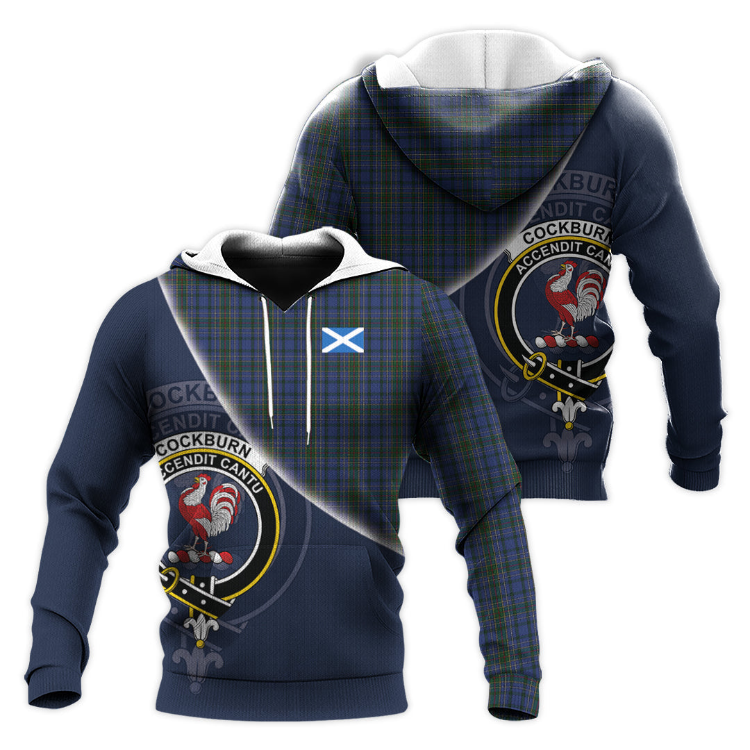 Printivon Cockburn Blue Tartan Scottish Crest Hoodie