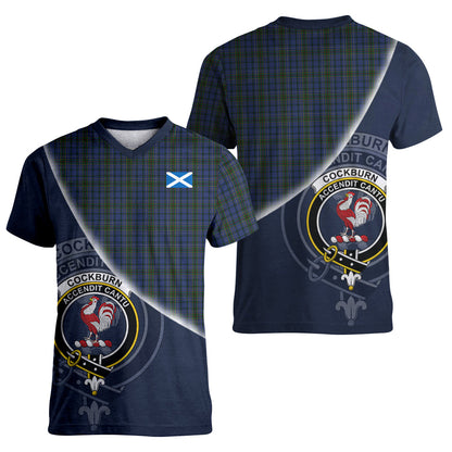 Printivon Cockburn Blue Tartan Scottish Crest T Shirt