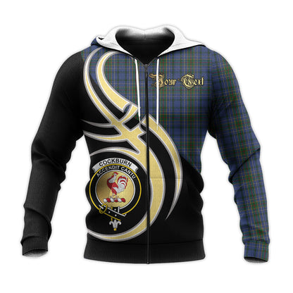 Printivon Cockburn Blue Clan Believe In Me Crest Tartan Knitted Hoodie Custom Your Text