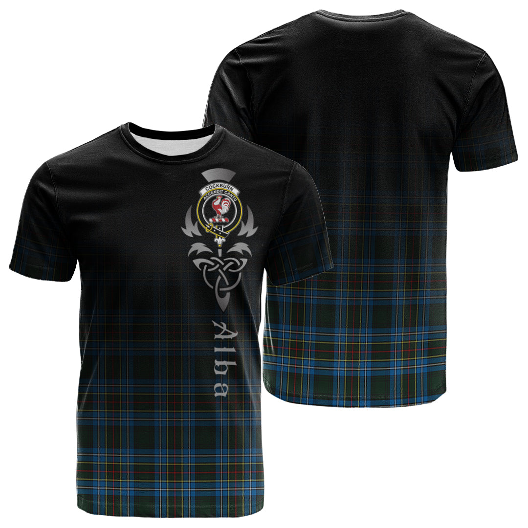 Printivon Cockburn Modern Tartan Crest Alba Celtic T Shirt