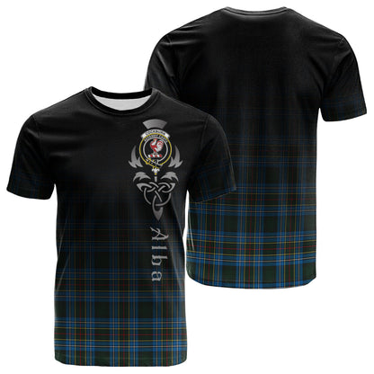 Printivon Cockburn Modern Tartan Crest Alba Celtic T Shirt