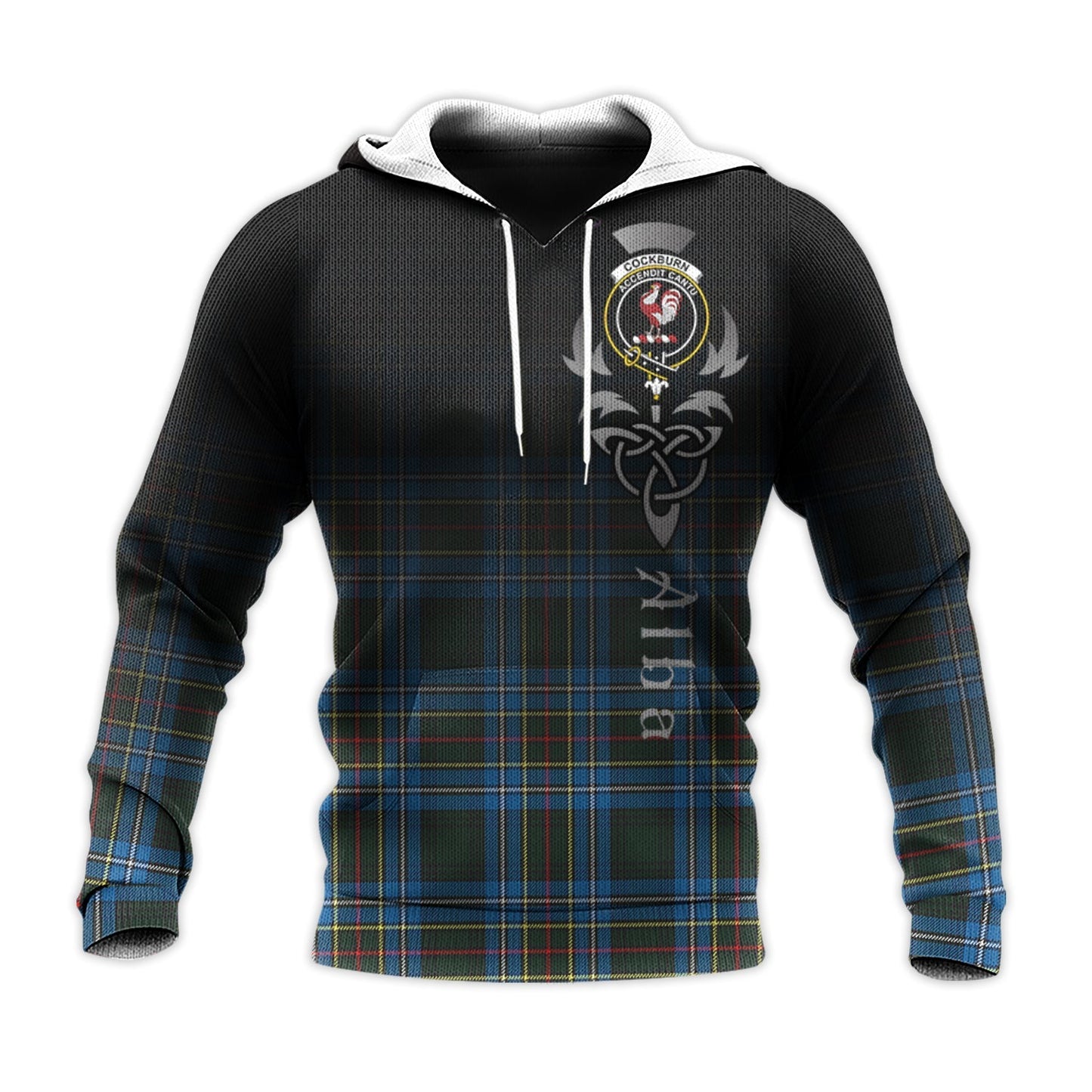 Printivon Cockburn Modern Tartan Crest Alba Celtic Hoodie