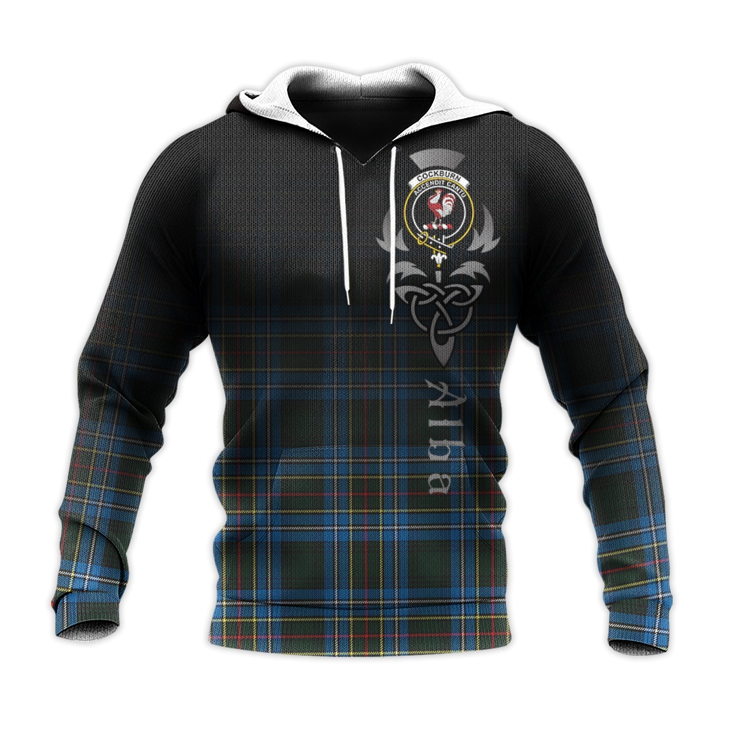 Printivon Cockburn Modern Tartan Crest Alba Celtic Hoodie