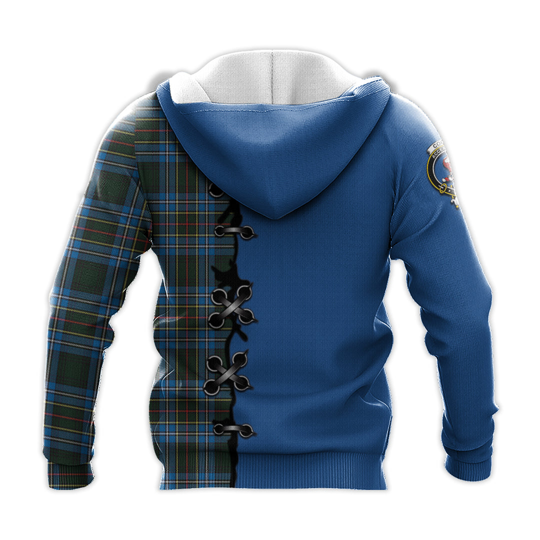 Printivon Cockburn Modern Tartan Hoodie Lion Rampant And Celtic Thistle Style