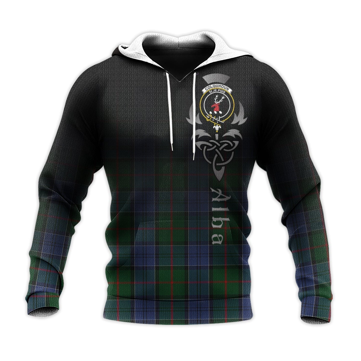 Printivon Colquhoun Tartan Crest Alba Celtic Hoodie