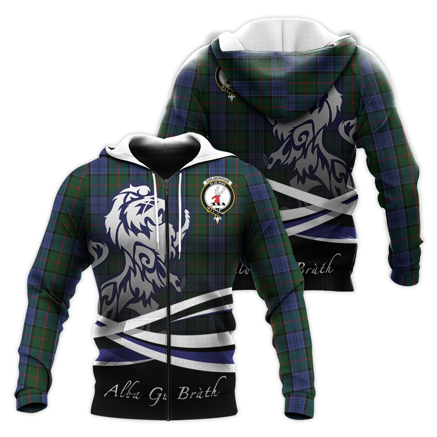Printivon Colquhoun Tartan Scottish Lion Hoodie