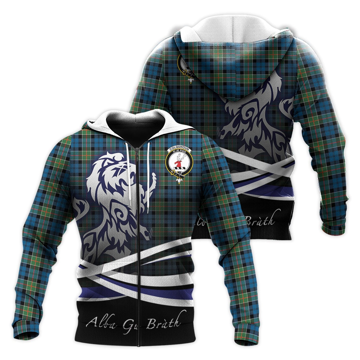Printivon Colquhoun Ancient Tartan Scottish Lion Hoodie