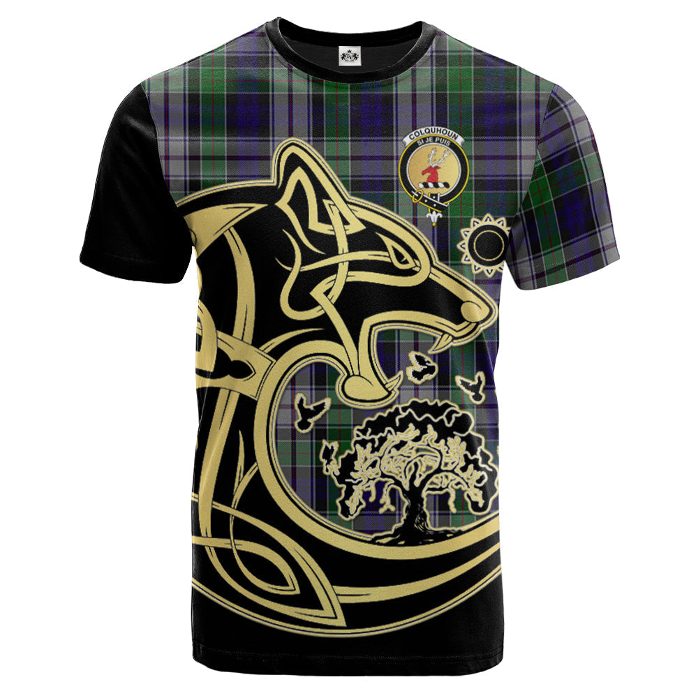 Printivon Colquhoun Dress Crest Celtic Wolf Tartan T Shirt Custom Your Text