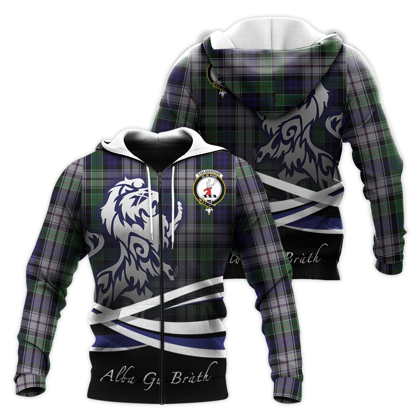 Printivon Colquhoun Dress Tartan Scottish Lion Hoodie
