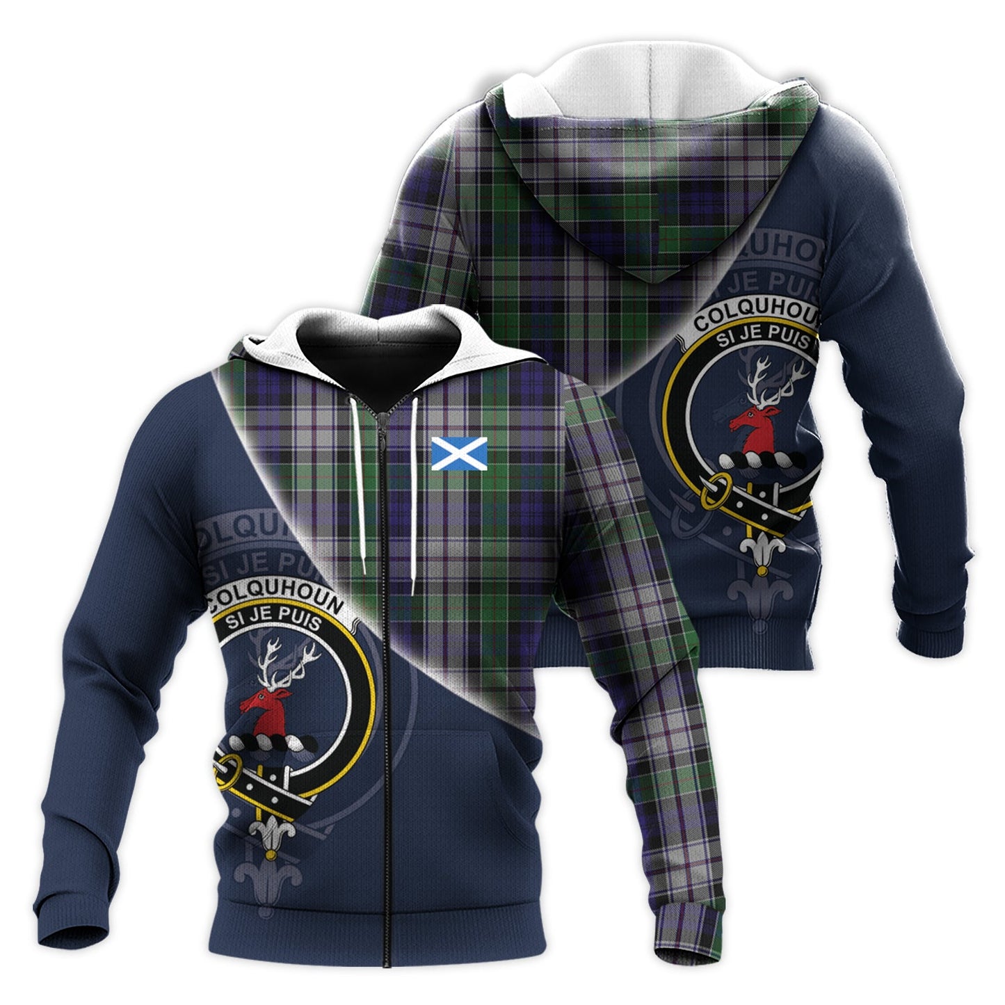 Printivon Colquhoun Dress Tartan Scottish Crest Hoodie
