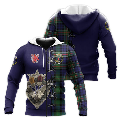 Printivon Colquhoun Modern Tartan Hoodie Lion Rampant And Celtic Thistle Style