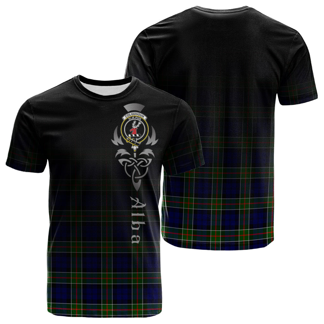 Printivon Colquhoun Modern Tartan Crest Alba Celtic T Shirt
