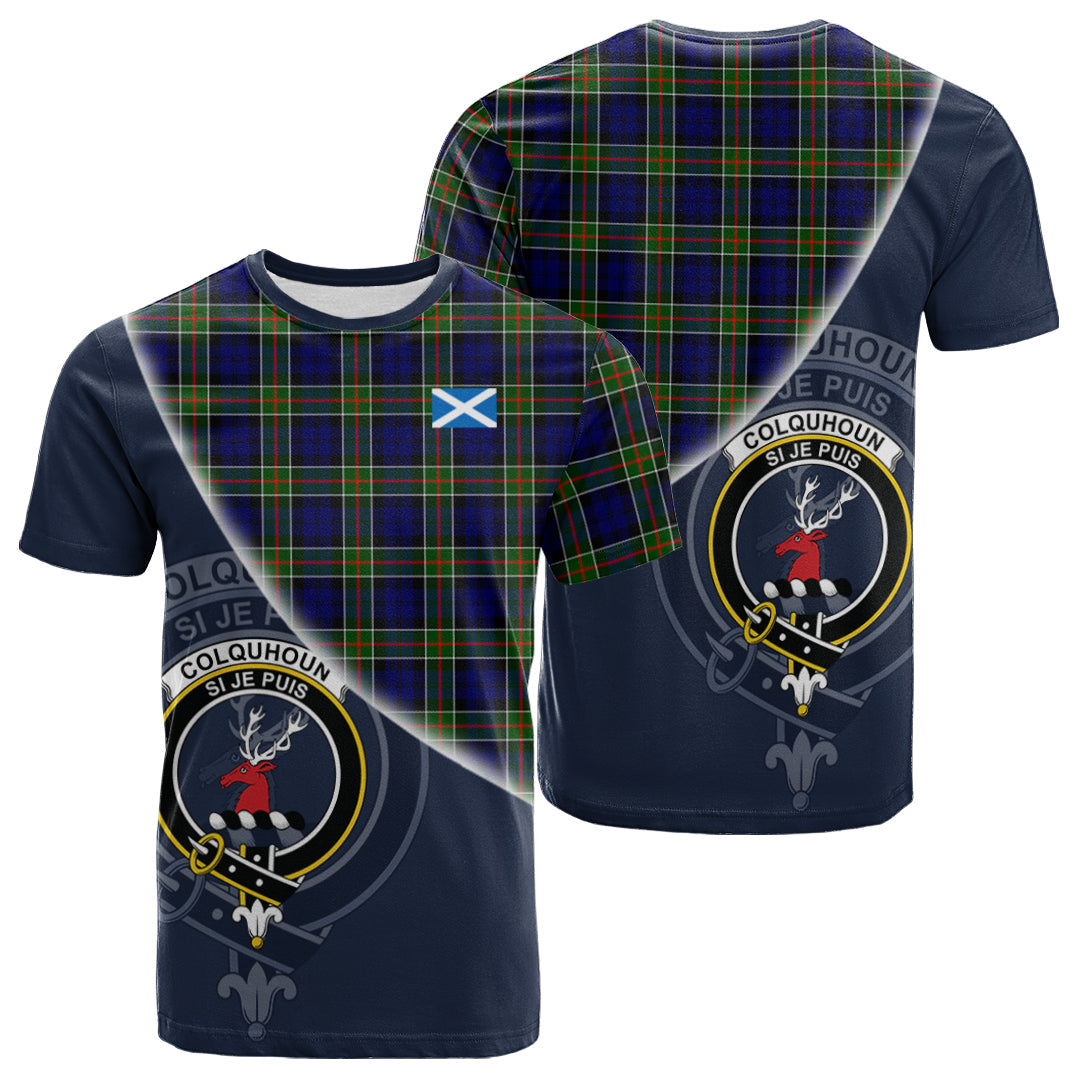 Printivon Colquhoun Modern Tartan Scottish Crest T Shirt