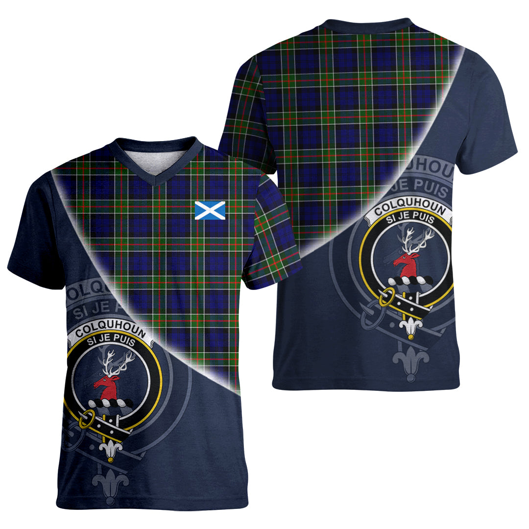 Printivon Colquhoun Modern Tartan Scottish Crest T Shirt