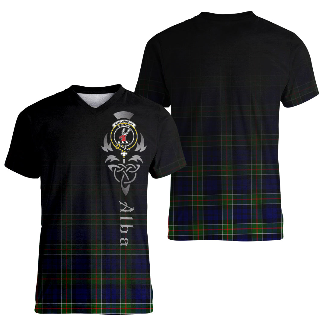 Printivon Colquhoun Modern Tartan Crest Alba Celtic T Shirt